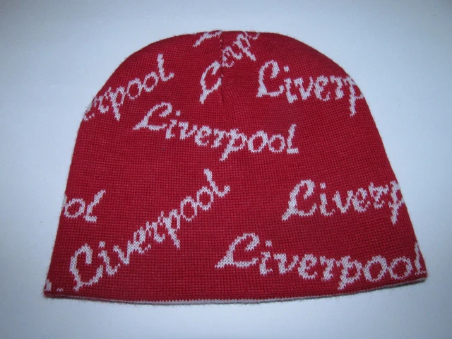 Liverpool British Red & White Reversible Winter Wear OSFM Stretch Beanie Hat