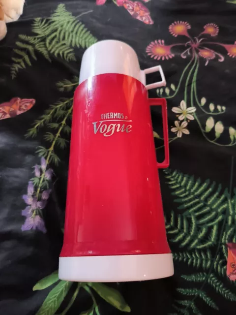 Vintage Thermos Vogue Flask 1.0L Red & White - Made In England