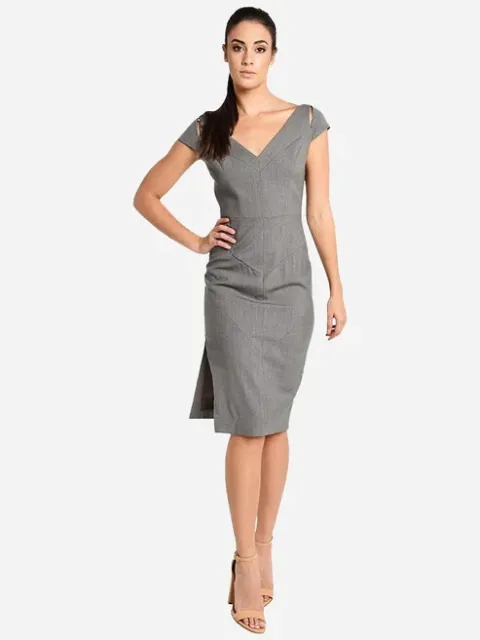 Milly Italian gabardine grey suiting tailored Larissa dress 10 NWT $528