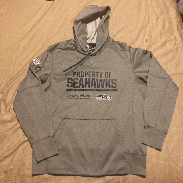 Nike Seattle Seahawks Gray Hoodie Therma-Fit Sweatshirt Size MEDIUM NFL Football