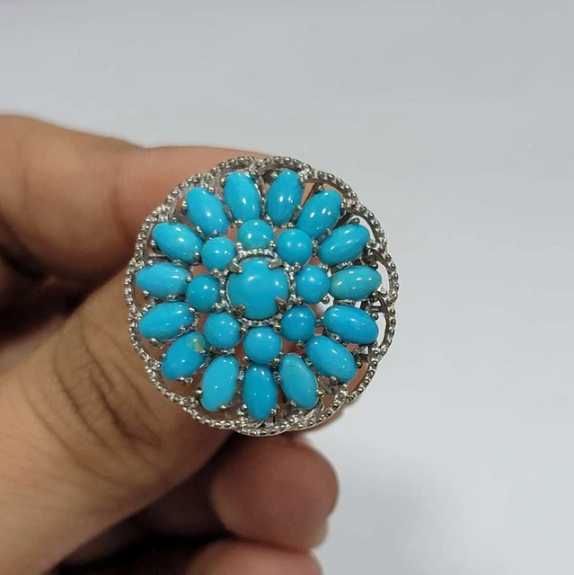 HSN HERITAGE GEMS Sterling Sleeping Beauty Turquoise Signature Ring Pre owned 55.99 PicClick
