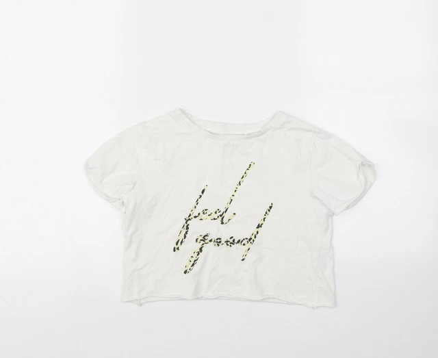 T-shirt bianca per bambina River Island cotone taglia 7 anni collo rotondo