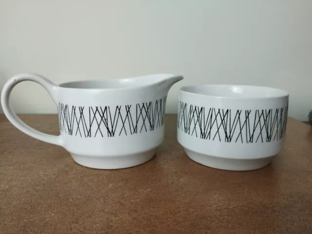 Vintage 1960's Midwinter 'Graphic' Milk Jug or Creamer & Sugar Bowl