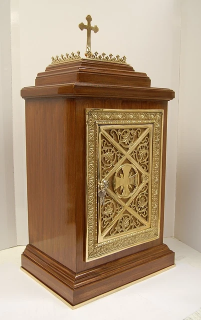 Wood And Brass Tabernacle #253 (Church, Ciborium, Chalice)