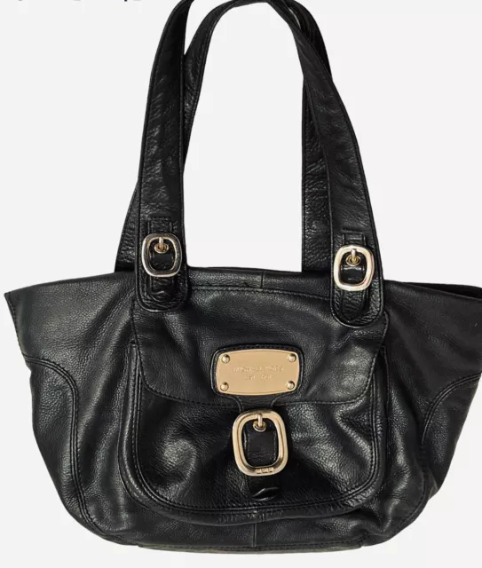 Michael Kors Hudson Downtown Purse Tote Soft Black Pebbled Leather Large Bag