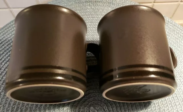 Pfaltzgraff Set of 2 Mug Cup Midnight Brown Glossy with Stripes Modern Vintage