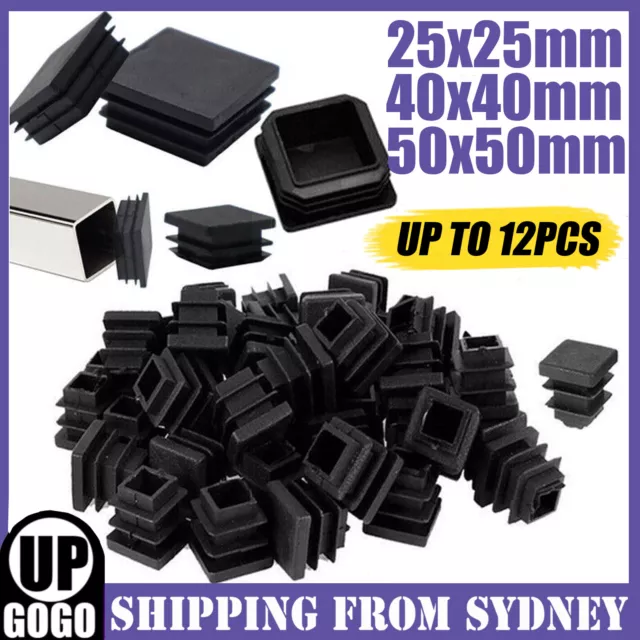 25/40/50mm Black Blanking End Plastic Cap Square Tube Insert Pipe Box Chair Plug