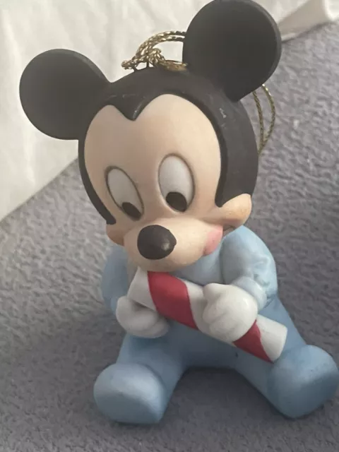 Disney Porcelain Baby Mickey Mouse in PJ's Christmas Ornament 2 in.