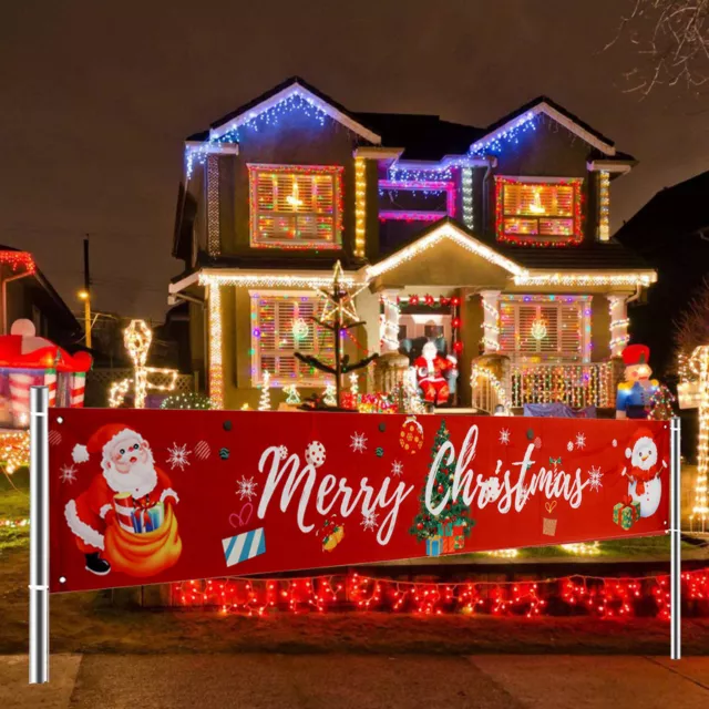 Extra großes Weihnachtsbanner Schild hängen Zuhause Außen Innendekor Wasserdicht