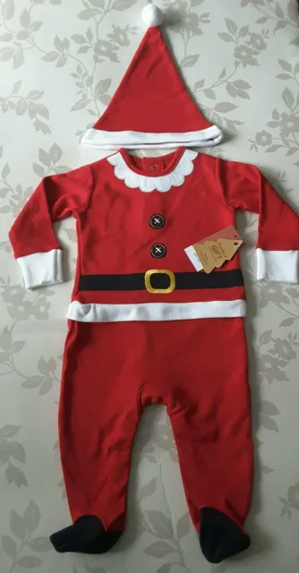 Baby christmas Santa sleep suit with hat 3-6 months BNWT  Gift idea
