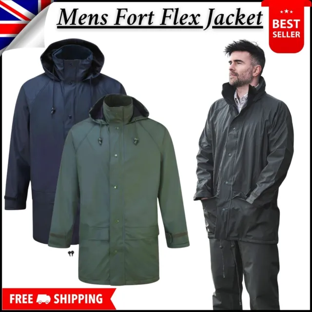 Mens Fort Flex Jacket Waterproof Windproof Welded Seams &Hooded Safety Work Coat