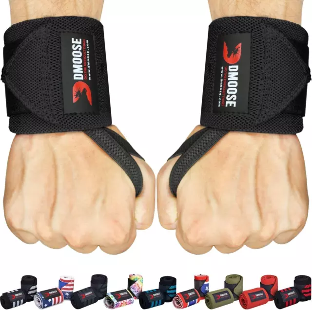 Dmoose Wrist Wraps, Avoid Injury and Maximize Grip with Thumb Loop, 18" or 12" G