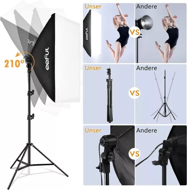 Set illuminazione softbox LED fotografia - Confezione da 2 set studio fotografico soft box 2