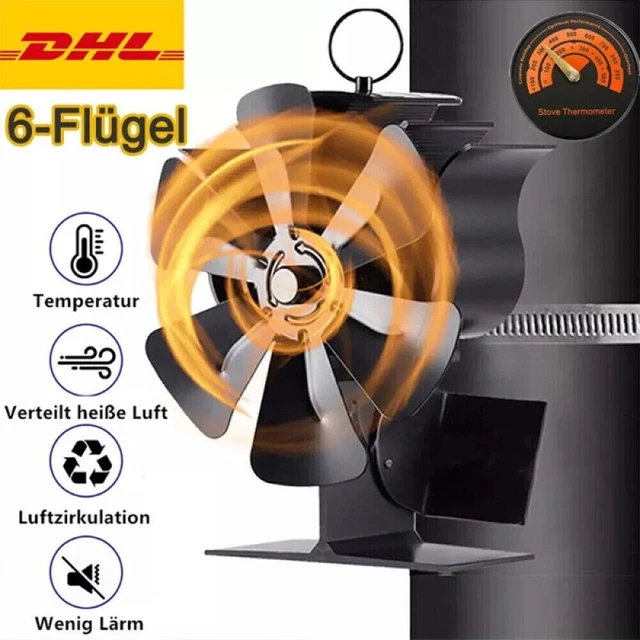 12 FLÜGEL STROMLOSER Kaminofen Ventilator Stove Fan Für Gebläse