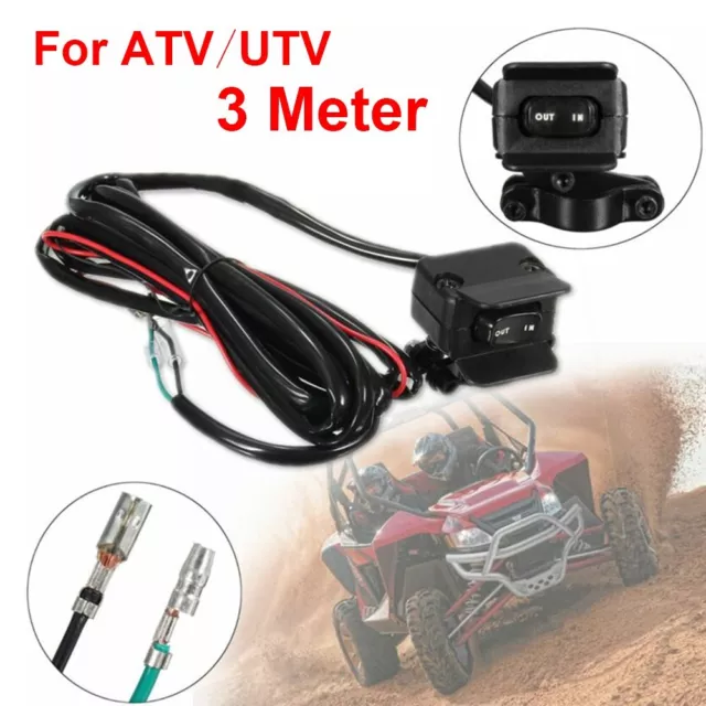 Durable ATV UTV Handlebar Control Line Winch Rocker Switch 3 Meter Cable