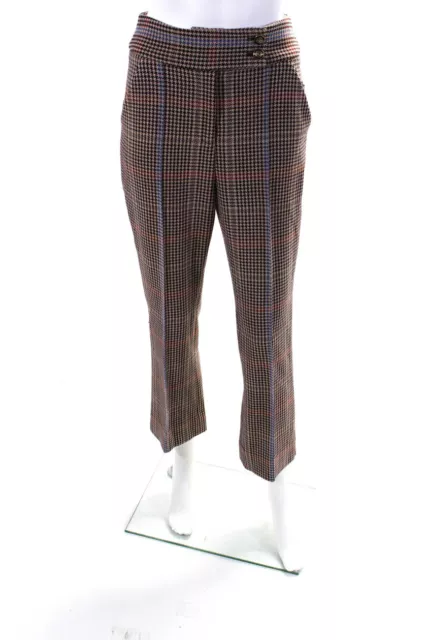 Veronica Beard Womens Houndstooth Print Slim Leg Dress Pants Brown Size 2