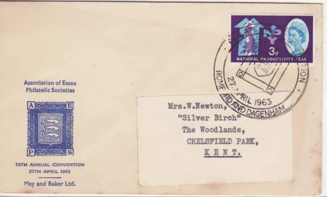 GB Stamps Souvenir Cover Essex Philatelic Assoc. 19th Convention, seaxes 1963