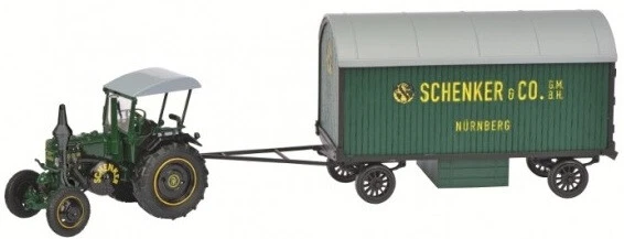 SCHUCO - Tracteur Sur Chenilles LANZ BULLDOG Avec Père Noël Et Cadeaux, 1/32, Neuf