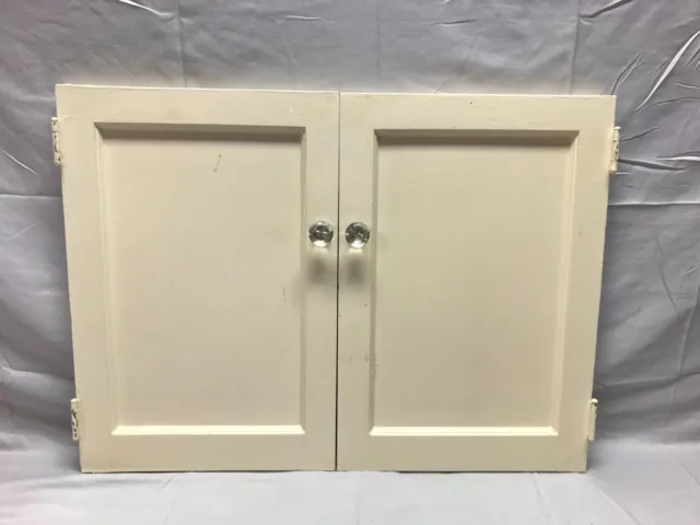Pair Antique Wood Single Flat Panel Cabinet Cupboard Doors VTG 14x21 Old 561-23B