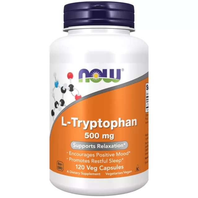 NOW Foods L-Tryptophan 500 mg 120 Veg Capsules, Mood, Sleep and Relaxation