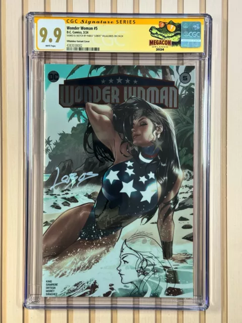Wonder Woman #5 DC Signed Sketch Pablo Villalobos Lobos Foil Variant CGC 9.9