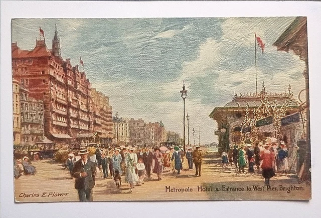 Metropole Hotel Brighton Postkarte C1910 Charles E Flower Tuck Oilette Sussex