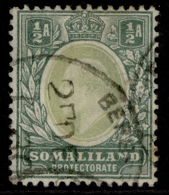 SOMALILAND PROTECTORATE EDVII SG32, ½a dull green & green, FINE USED.