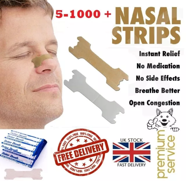 5- 1000 Nasal Nose Sleep strips better breathe Stop Snoring Breath Easier Uk p&p