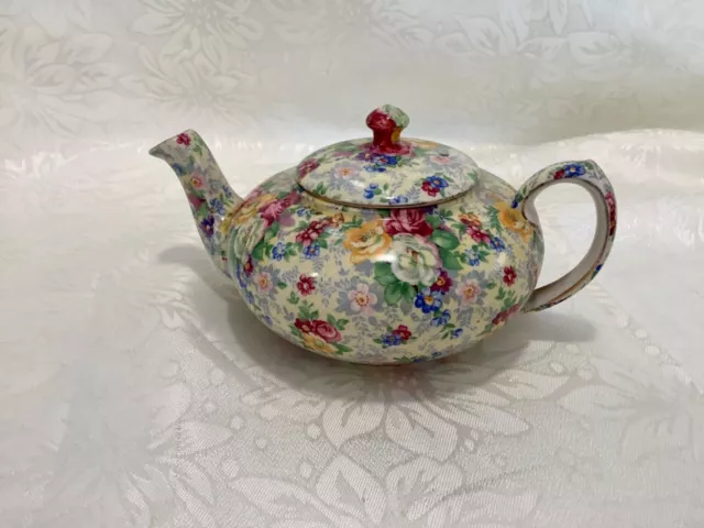 Lord Nelson Very Rare Antique Rose Time Design Chintz Floral Small Tea Pot