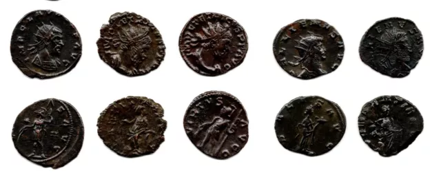 🔥10🔥 Age of Chaos Ancient Roman Coins: Gallienus, Victorinus, Tetricus I & II.