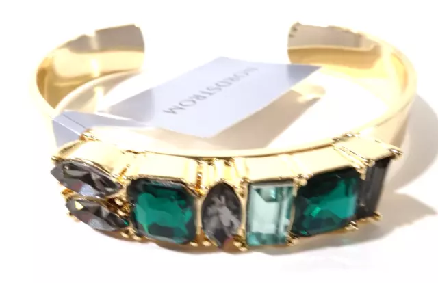 Nordstrom Women's Modern Gem stone Jewel Cuff Bracelet NWT 35 Green GOLD
