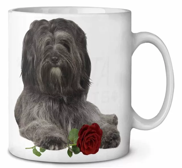 Tibetan Terrier with Red Rose Ceramic 10oz Coffee Mug/Tea Cup, AD-TT2RMG