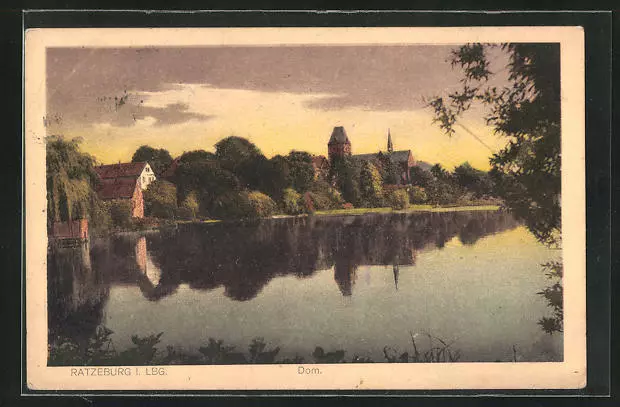 Ansichtskarte Ratzeburg i. Lbg., Blick über den See auf den Dom