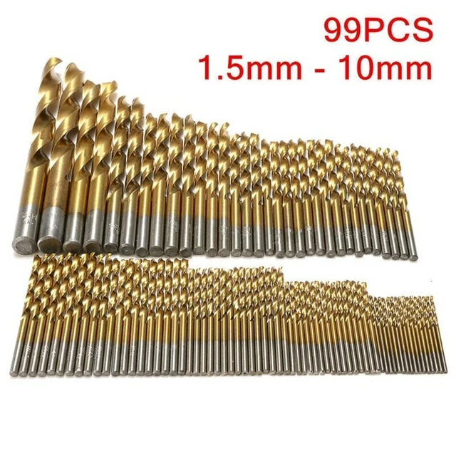 99pcs HSS High Speed Steel Twist Drill Coated Drill Set Power Tool Accessories