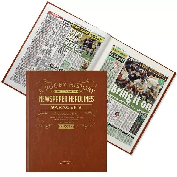 SARACENS Rugby Union Book - Personalised Newspaper History - Birthday Fan Gift