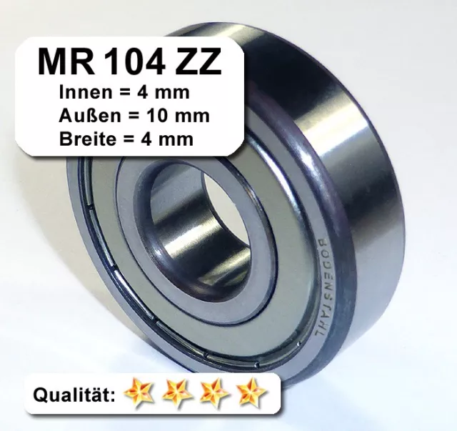 2 Stk. Kugellager 4*10*4mm Da=10mm Di=4mm Breite=4mm MR104ZZ Radiallager