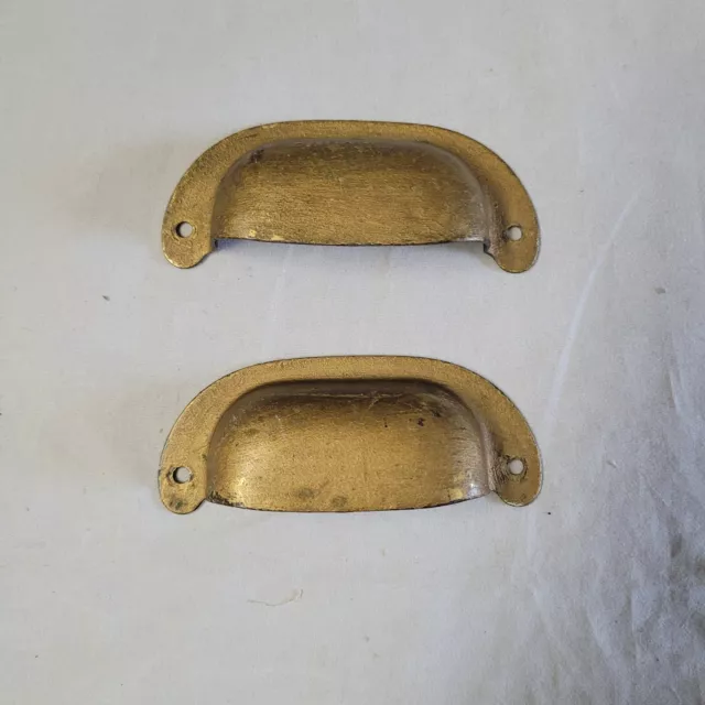 2 Vintage Steel Cabinet Drawer Bin Pulls