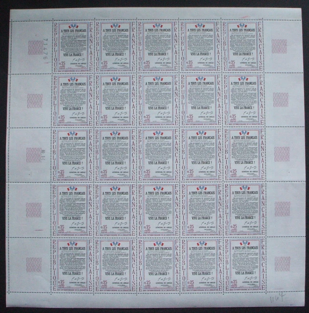 n°1408 N** en feuille complète avec variété: Appel du 18 juin 1940