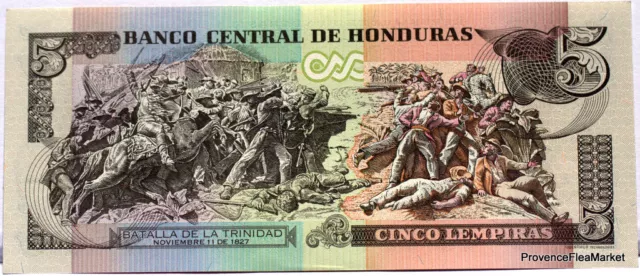 HONDURAS billet neuf 5 LEMPIRAS BATAILLE TRINIDAD  UNC 2010