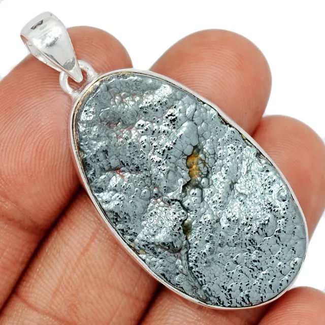 Natural Blister Hematite 925 Sterling Silver Pendant Jewelry CP30154