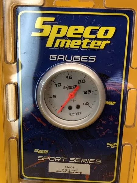 Mechanical turbo boost gauge diesel 0-30 PSi Speco Sports 52mm 2" silver 524-05