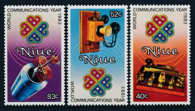 1983 Niue World Communications Year Set Of 3 Fine Mint Mnh