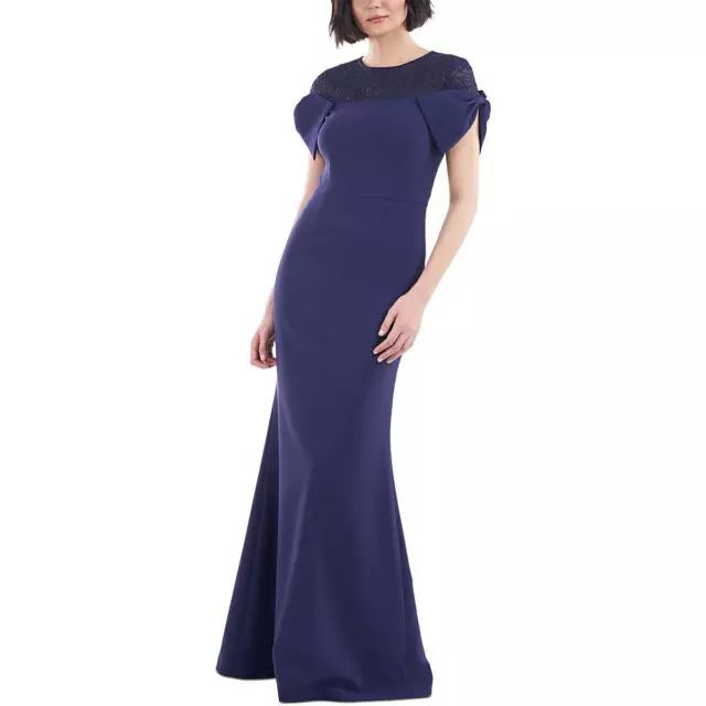 JS Collections Womens Lace Trim Knot Sleeve Maxi Evening Dress Gown BHFO 3635