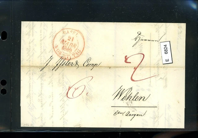 BM2568, Schweiz Vorphilatelie, Brief nach Wohlen (Aargau), aus Basel, 1849