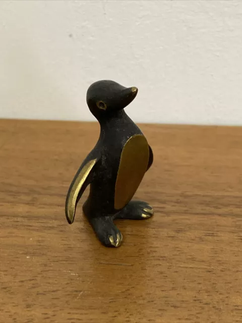 Alte Figur von Herta Baller ~1950 Austria Messing patiniert Pinguin 2277.3