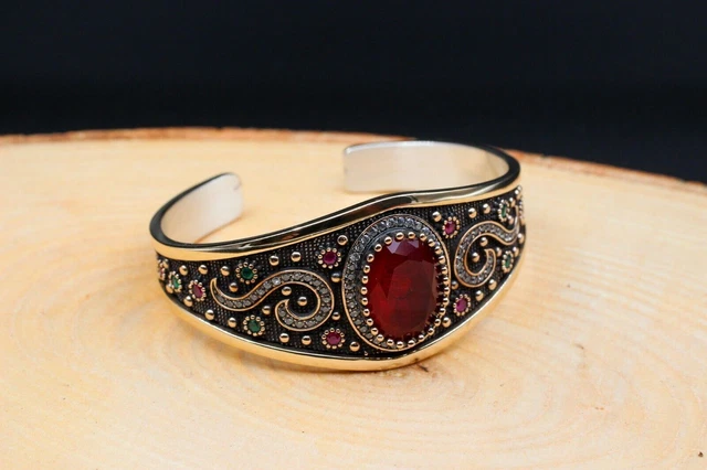 Ruby Mesdames Bracelet fait à la main pour femme Bracelet manchette en...
