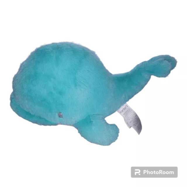 Carters Blue Teal Whale Plush 9" Chenille Super Soft Baby Nursery Stuffed Animal