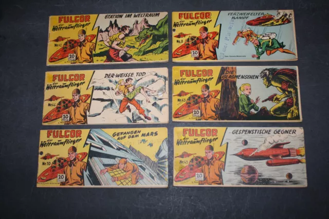 6 x Fulgor Der Weltraumflieger - Rare 50er Jahre Sci-Fi Piccolo Comics (Mängel)