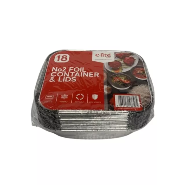 Foil Containers & Lids Pack Of 18 - No 2 Aluminum Food Storage Containers