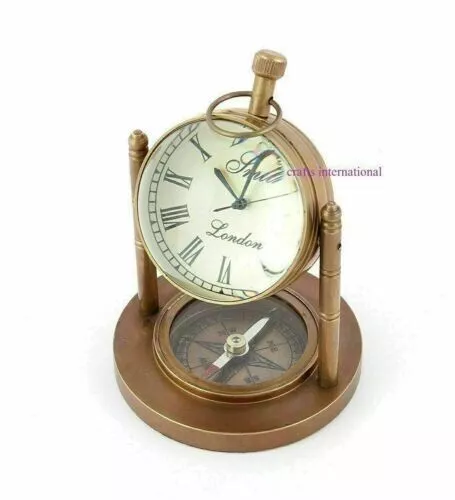 Nautisch Messing Marine Maritim Schreibtisch Und Regal Uhr Mit Kompass